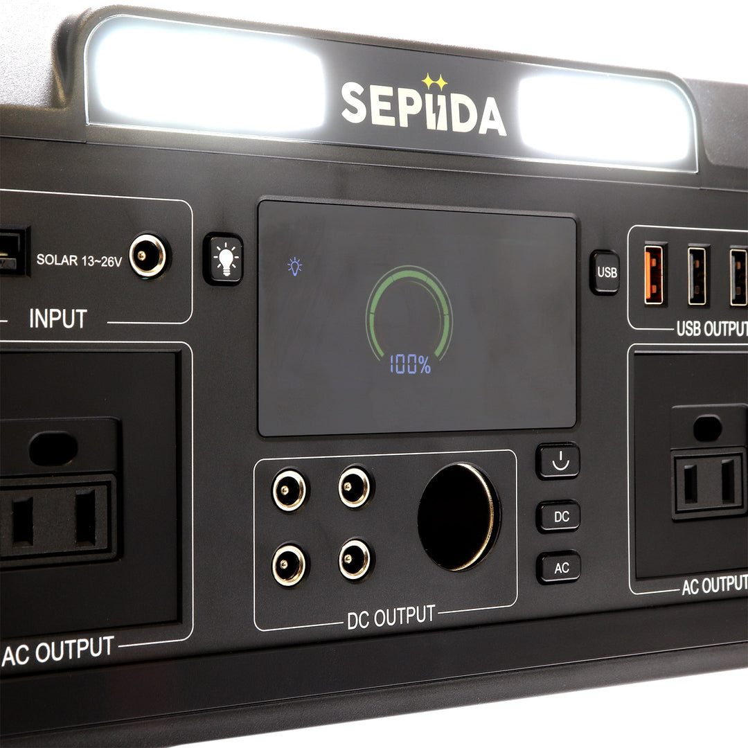 Touch screen LCD display electric power station with DC and AC output. Portable LED Power Station