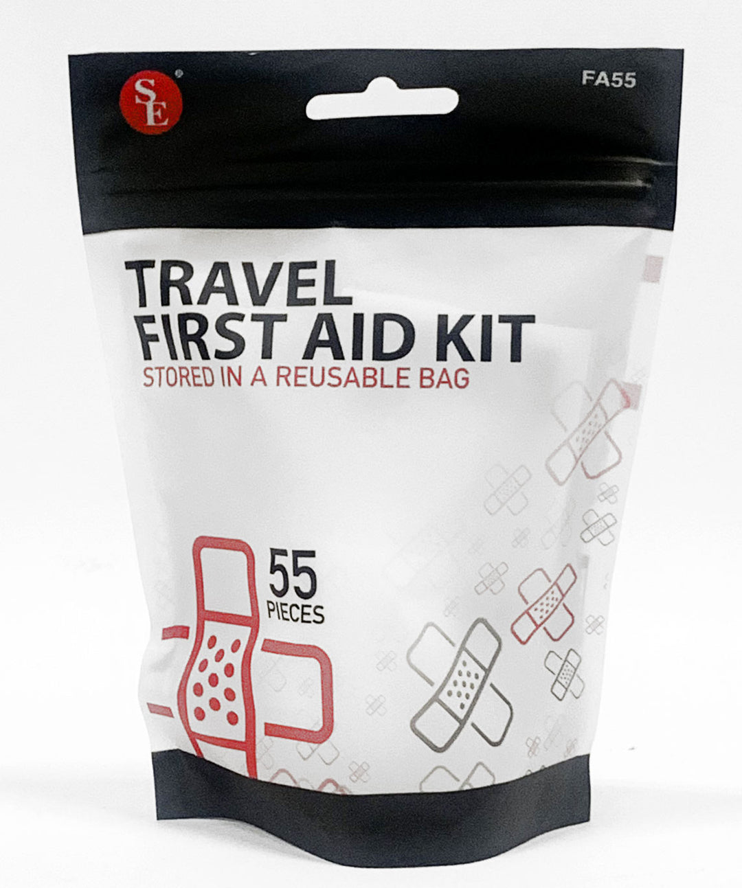 55 piece waterproof first aid kit in reusable bag, travel first aid kit