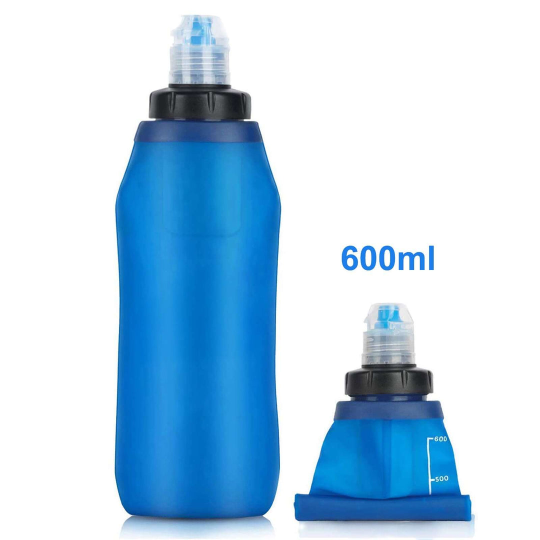 Collapsible Water Filter Bottle – 600 ml HygieniSafe® showing compact design and measurement scale.