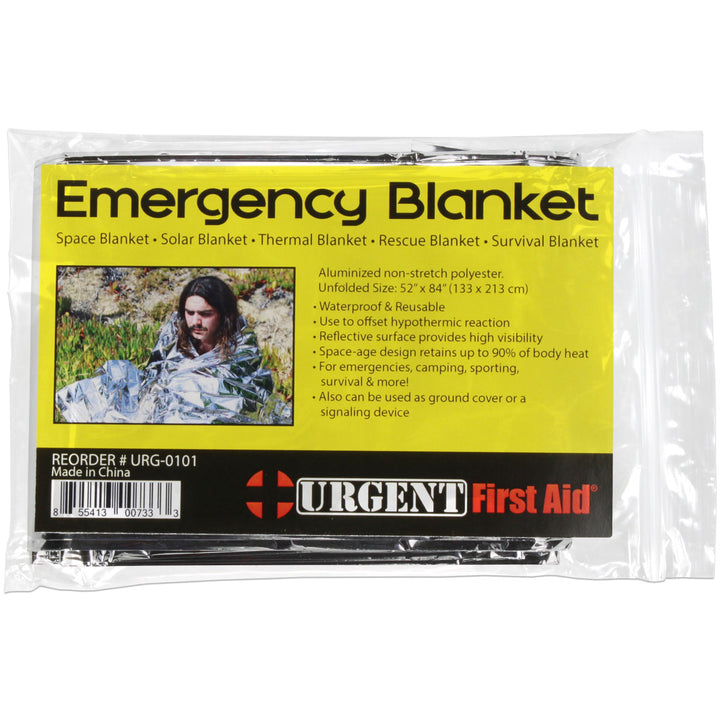 Space blanket developed by NASA to reflect body heat.
