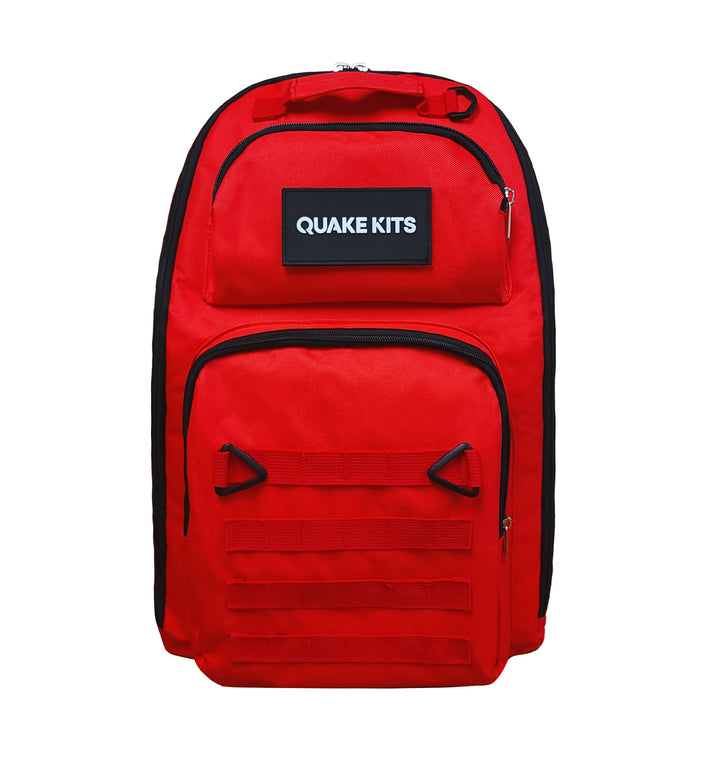 Molle style backpack in ready for anything red. Triple pocket extra spacious hikers backpack