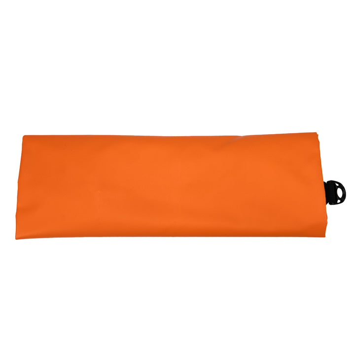rolled up orange dry bag for easy storage