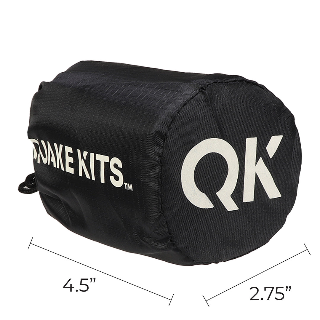 Quake kits emergency survival sleeping bag waterproof carrying bag with drawstring closure in black.
