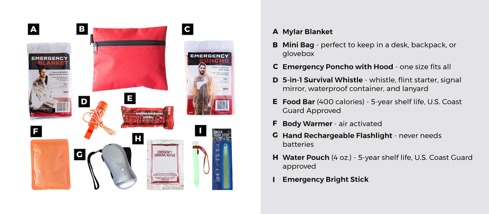 mini kids survival kit for children component description