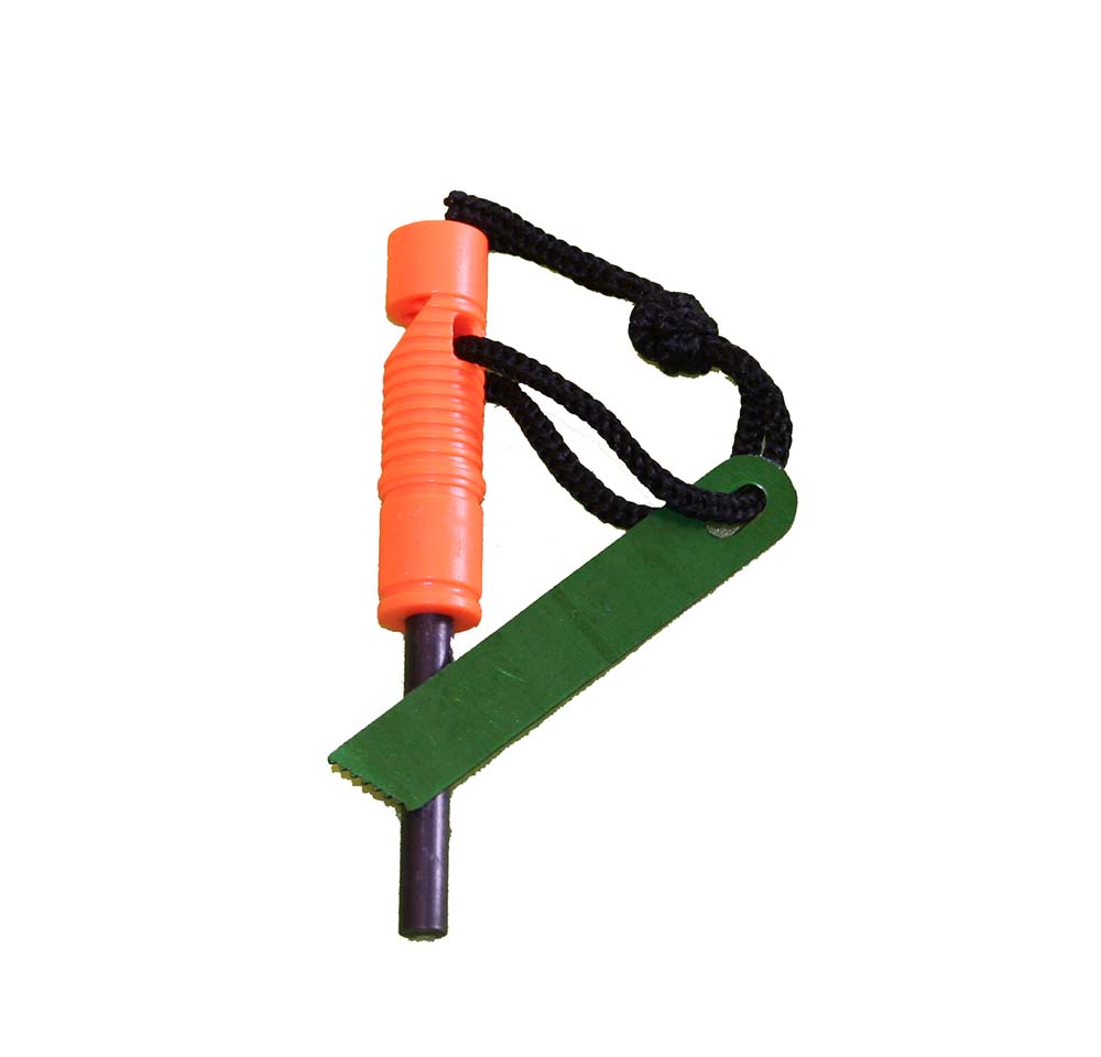 Flint Starter All-Weather Emergency Ferro Rod Fire Starter with Striker in orange