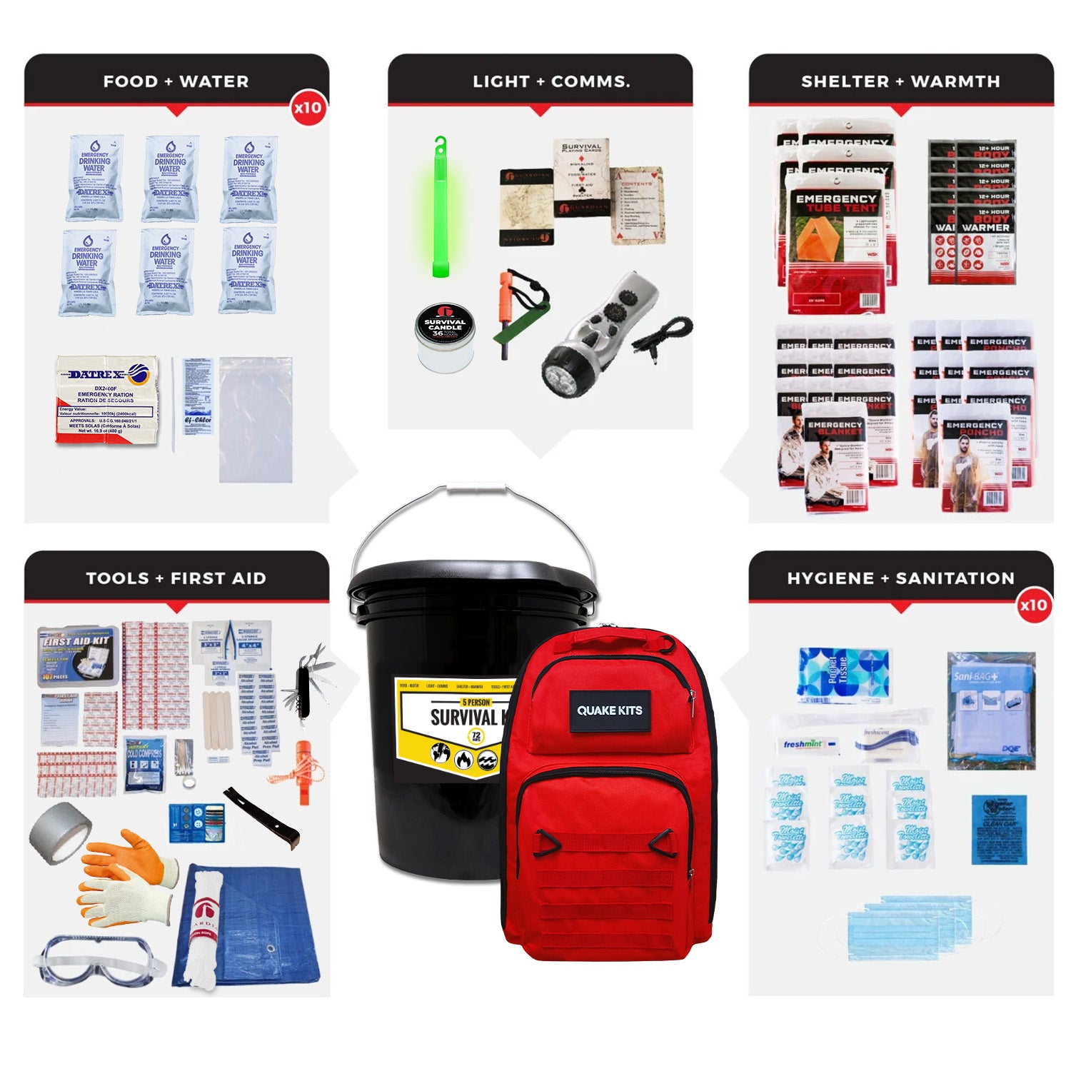 Office Emergency Bucket Kit with Toilet Lid – quakekits.com