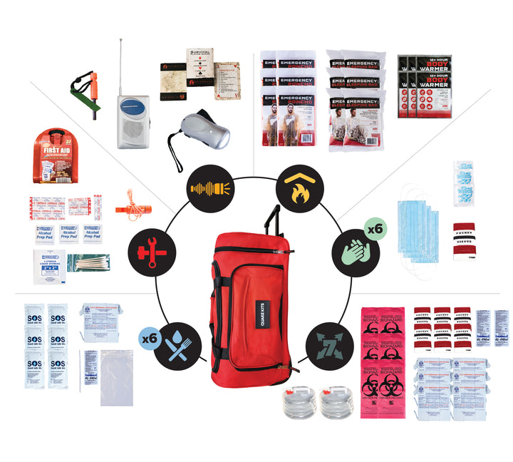 6 person 7 day survival kit with emergency essentials for 1 week of survival and food storage. #kit-6-7