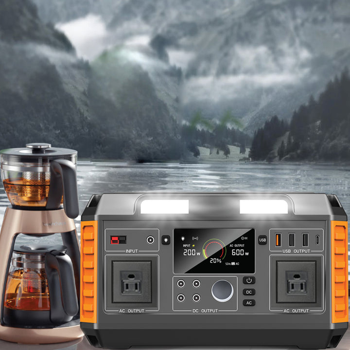 Power station for camping with ultra bright headlamps and multiple power ports. Perfect for powering camping supplies. 