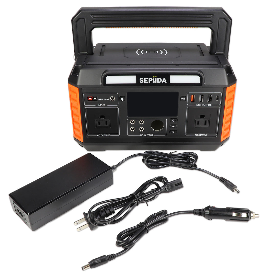 Sepiida power station with car and AC charging ports with 1000 watt peak for household appliances. Emergency power for power failure. 