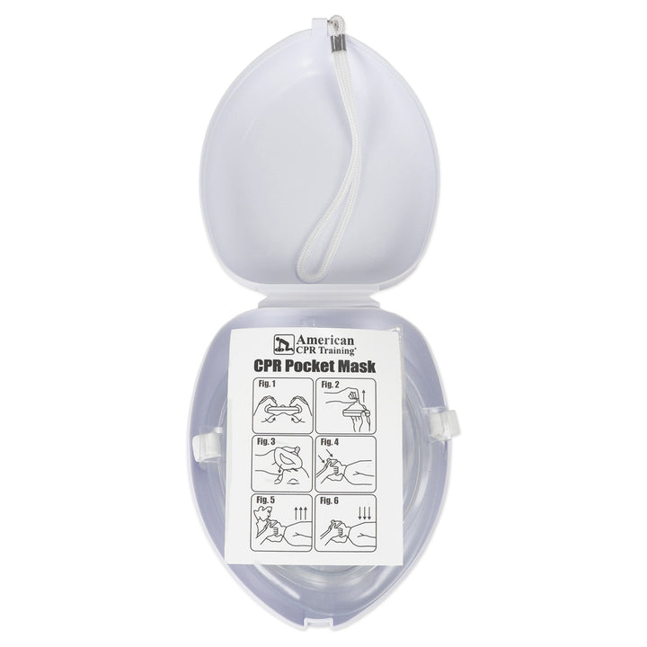 American CPR Pocket Mask, Plastic Case, Adult/Child/Infant with O2 Inlet