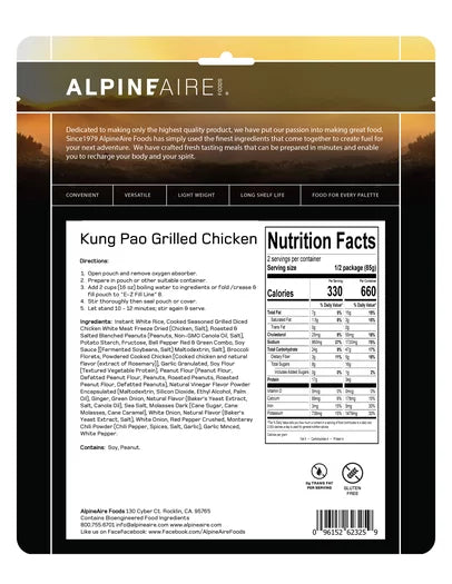 AlpineAire Kung Pao Grilled Chicken  nutrition facts