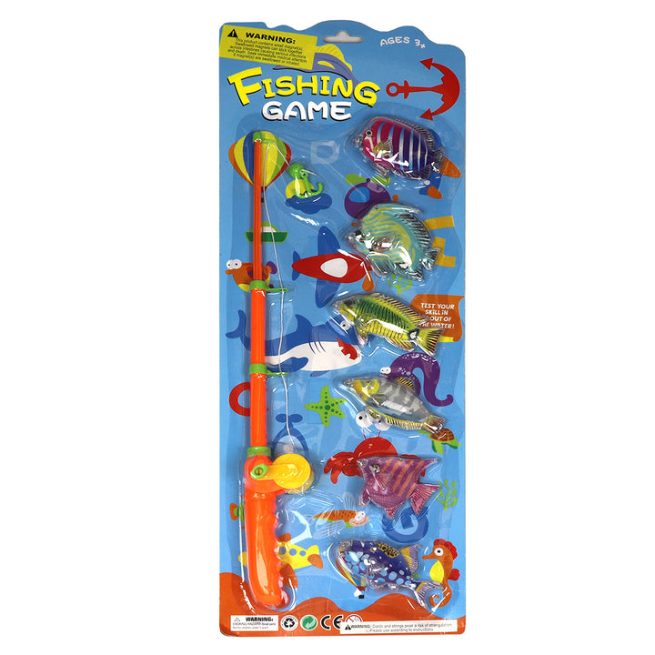 Magnetic toy fishing game for children's emergency and disaster kits. 