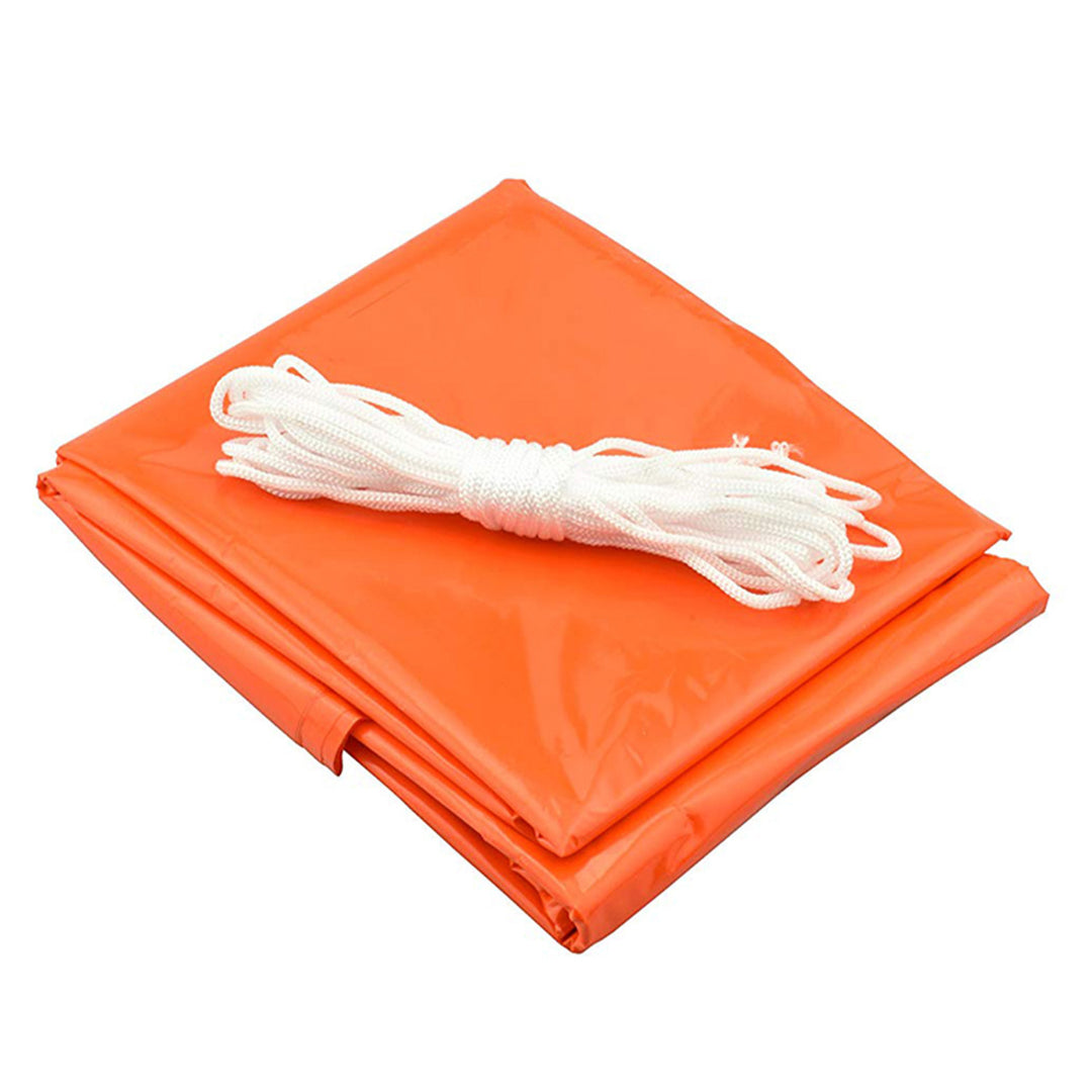 Bright orange emergency tube tent for evacuation and survival