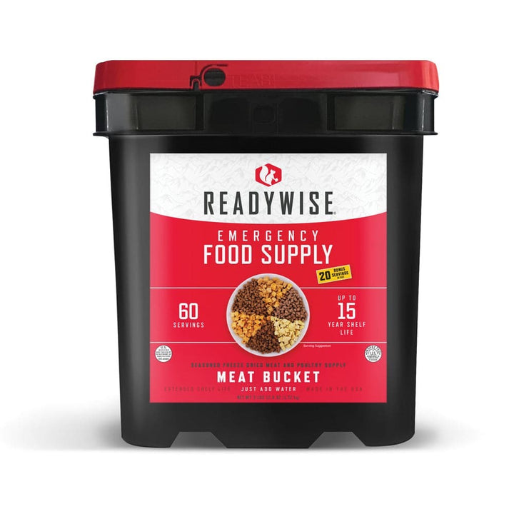60 Serving Freeze Dried Meat Bucket + 20 Servings Of Rice
