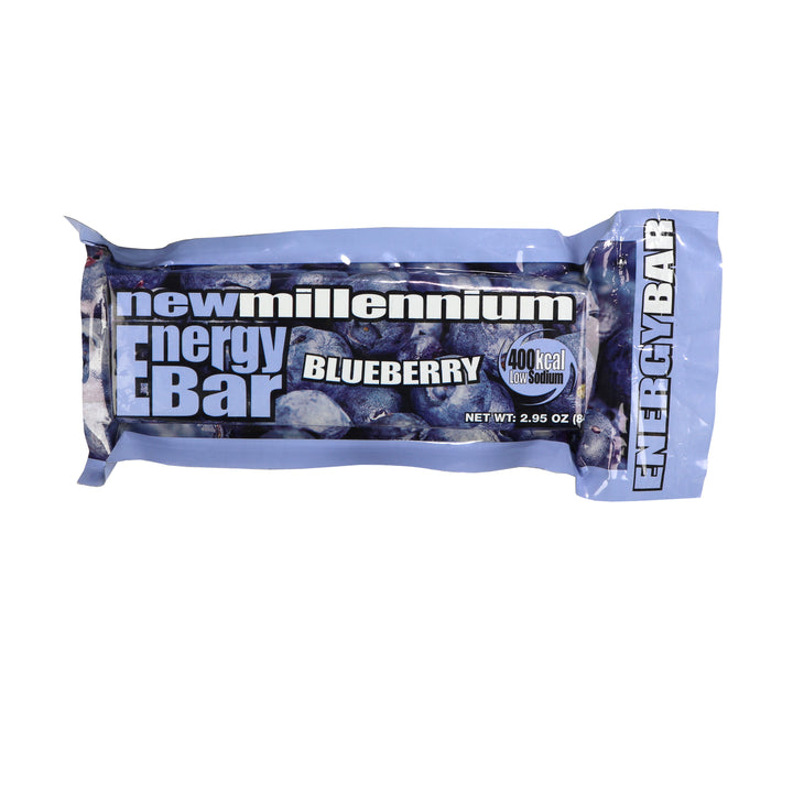 New Millennium Blueberry Energy Bar packaging on a white background