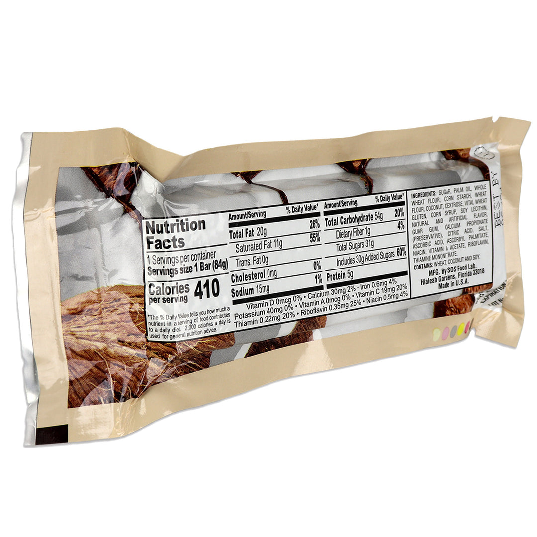 New Millennium coconut flavored nutrition label and ingredients for energy MRE bar