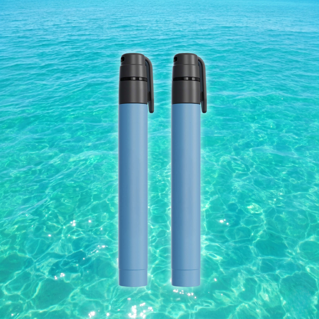 Water filtration straw 2 pack with cap