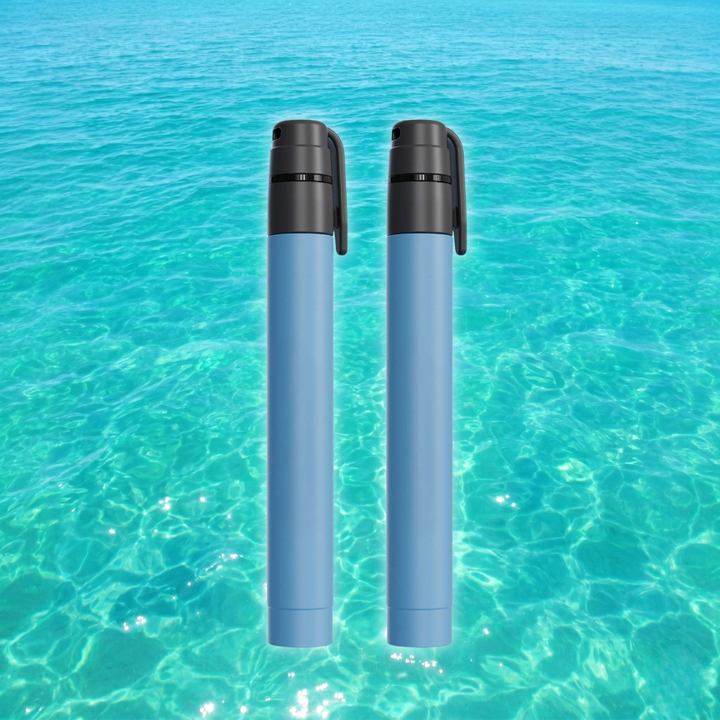 Water filtration straw 2 pack with cap