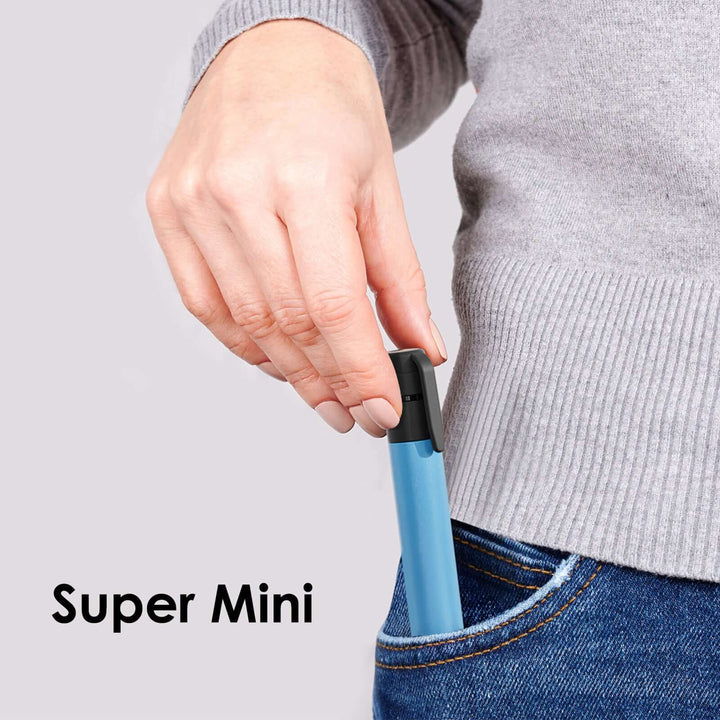 Person demonstrating the Ultra Compact Water Purification Straw being stored in a pocket for convenience.