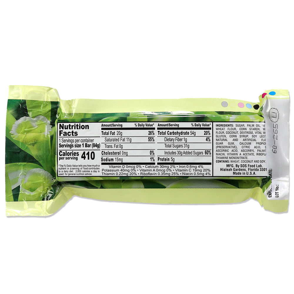vanilla New Millennium snack bar package with nutrition label on a white background Bar with nutrition facts label on a white background