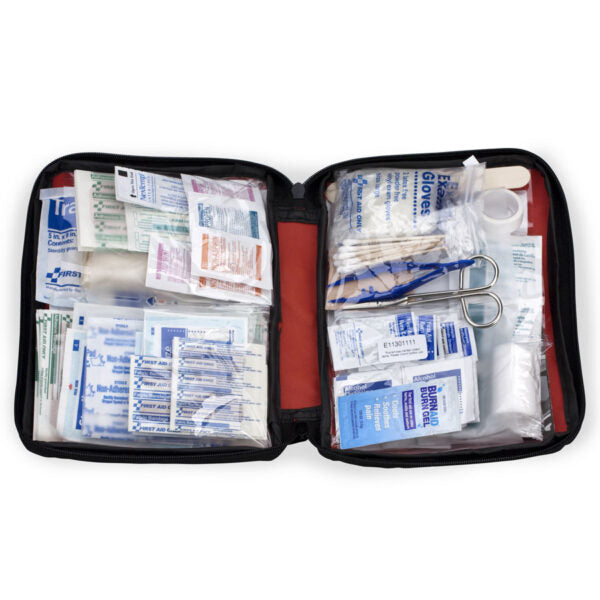 soft side 186 piece first aid kit in ready for anything red. 