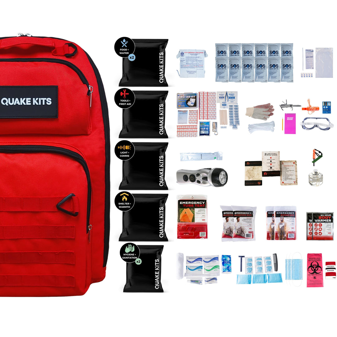 2 person survival kit for 3 days of emergency supplies.