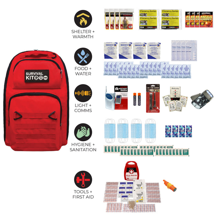 four person 72 hour kit with emergency food, water and shelter plus water purification and first aid #kit-4-3