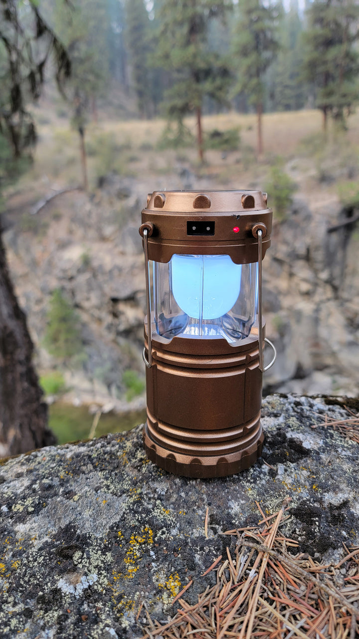 Outdoor lantern solar powered collapsible