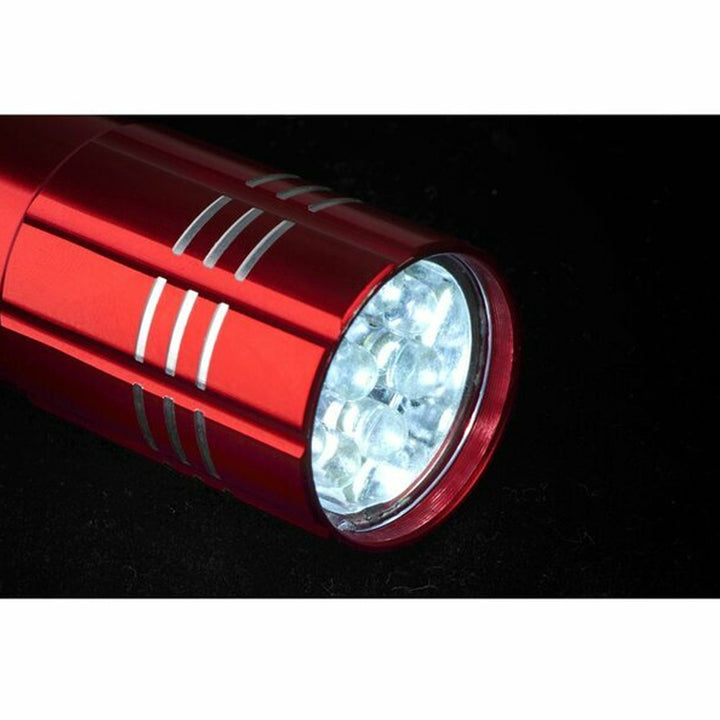 Small and durable aluminum flashlight with 9 LEDs, essential for emergency lighting during blackouts and unforeseen events