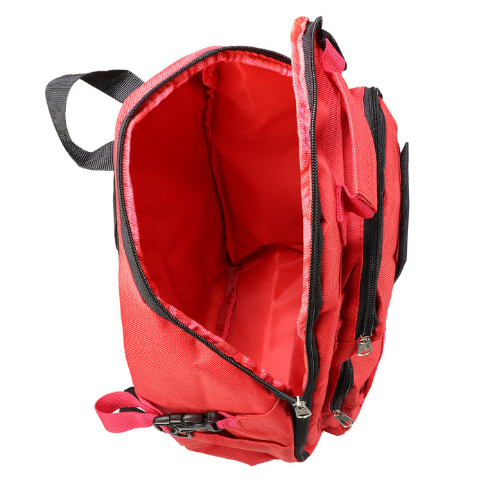 Extra spacious molle style backpack in ready for anything red