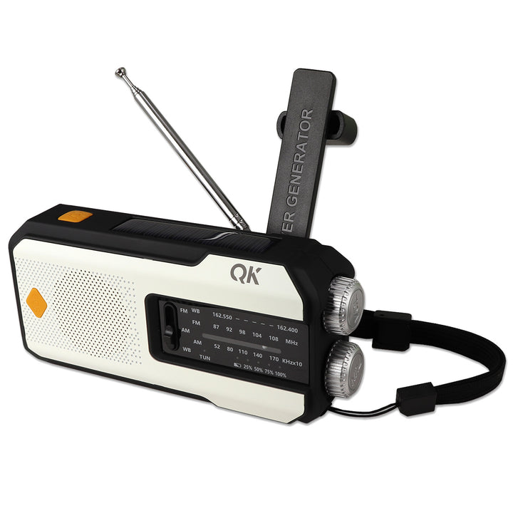 Dynamo weather band radio and flashlight with solar and dynamo charging