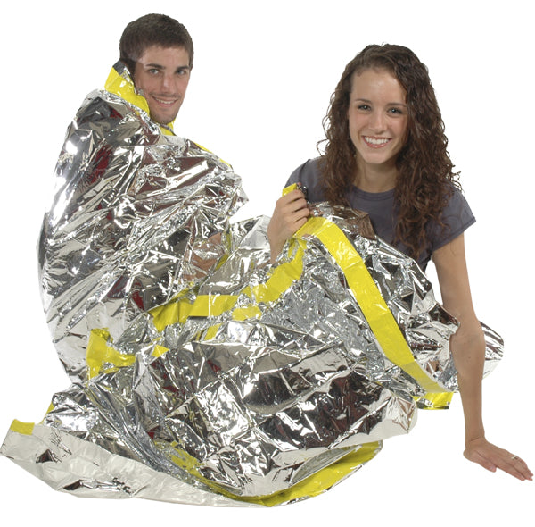 Emergency mylar survival sleeping bag. Space sleeping bag designed by NASA. Solar sleeping bag for backpacking and survival. 