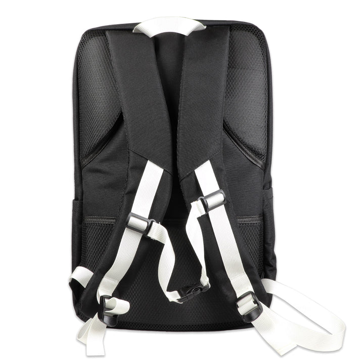 Urban Survival Kit Black City Backpack back profile showing padded breathable mesh padding and adjustable straps