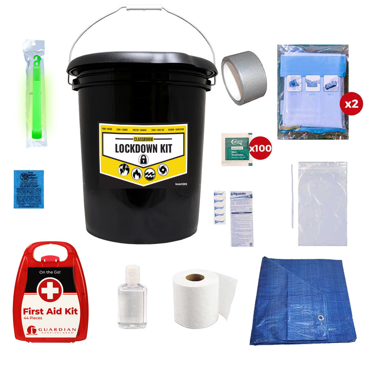Emergency Classroom Lockdown Kit with classroom first aid and emergency supplies for students
