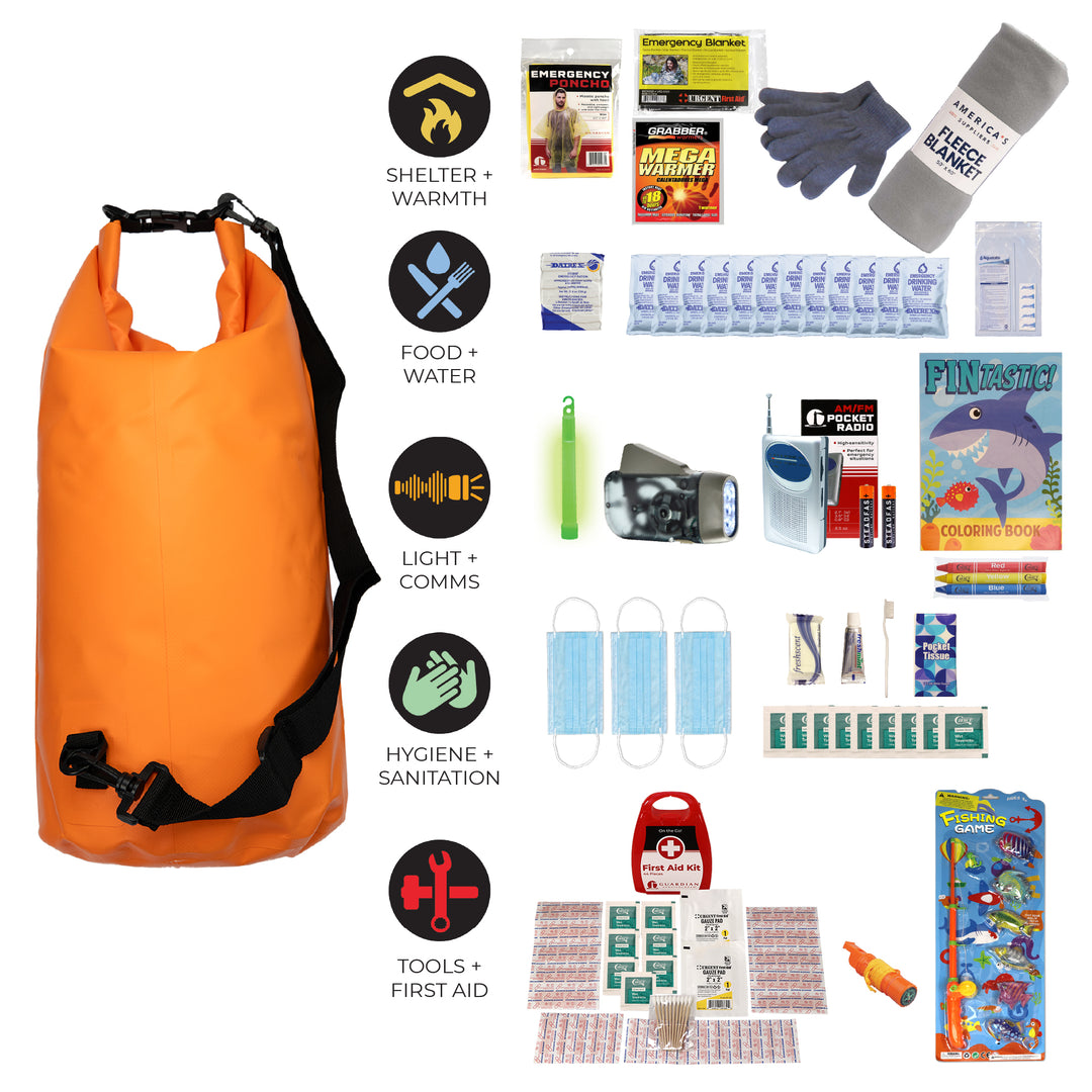 Rolltop dry bag kids emergency survival kit