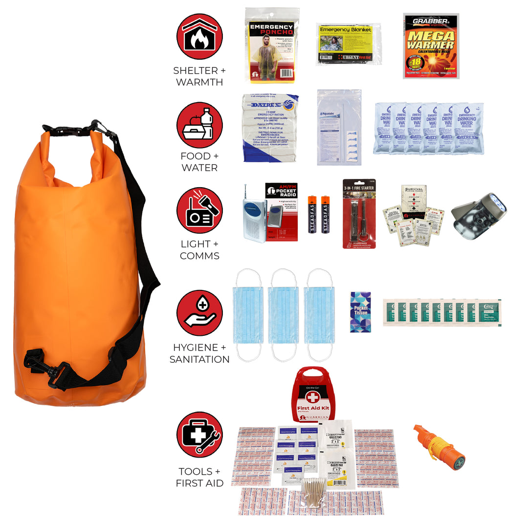 roll top waterproof dry bag first aid and survival kit