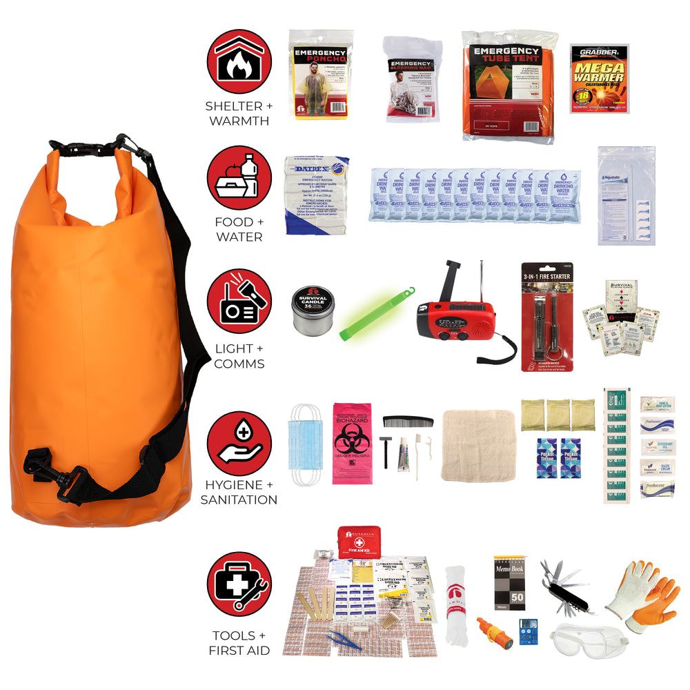 1 Person Quake Kits waterproof elite survival kit with NOAA radio