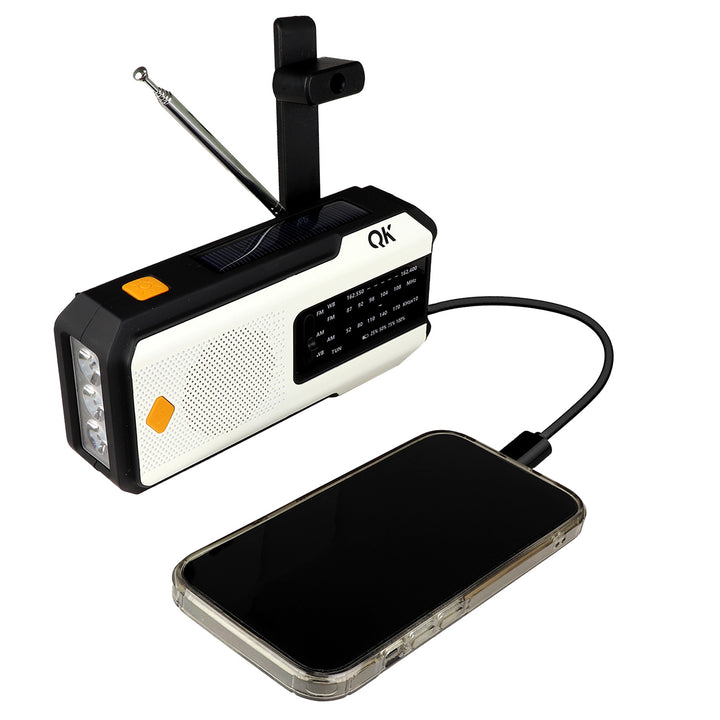 NOAA radio with solar phone charging.
