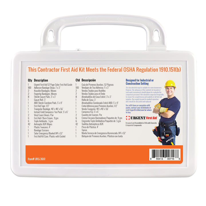 OSHA Contractors First Aid Kit for Job Sites up to 25 People, Plastic, 180 pieces
