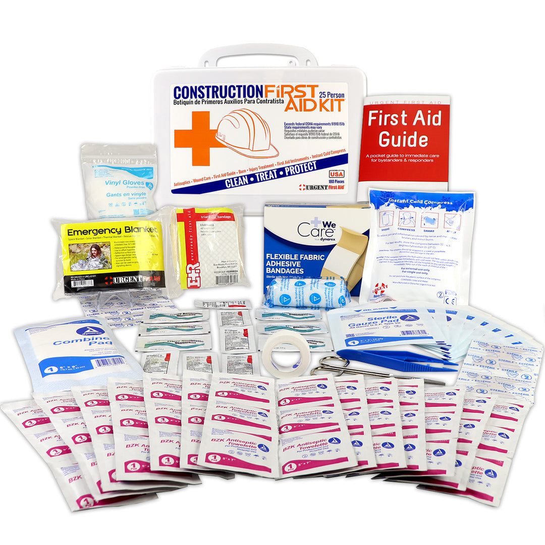 OSHA Contractors First Aid Kit for Job Sites up to 25 People, Plastic, 180 pieces