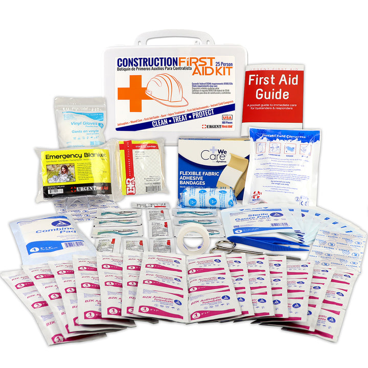 OSHA Contractors First Aid Kit for Job Sites up to 25 People, Plastic, 180 pieces