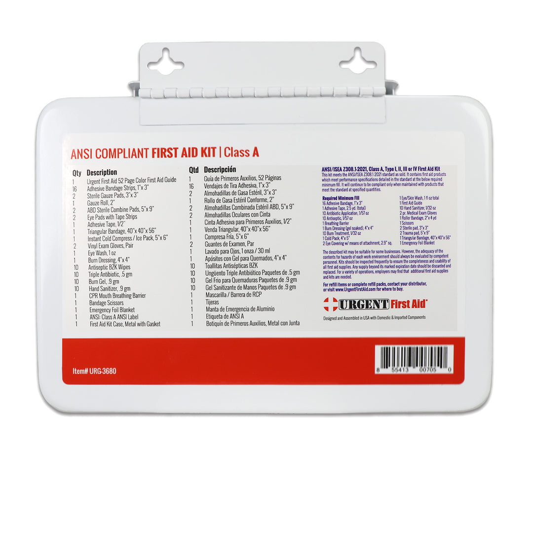 Bulk Urgent First Aid Kit, Metal, 79 pc, ANSI A, 25 Person