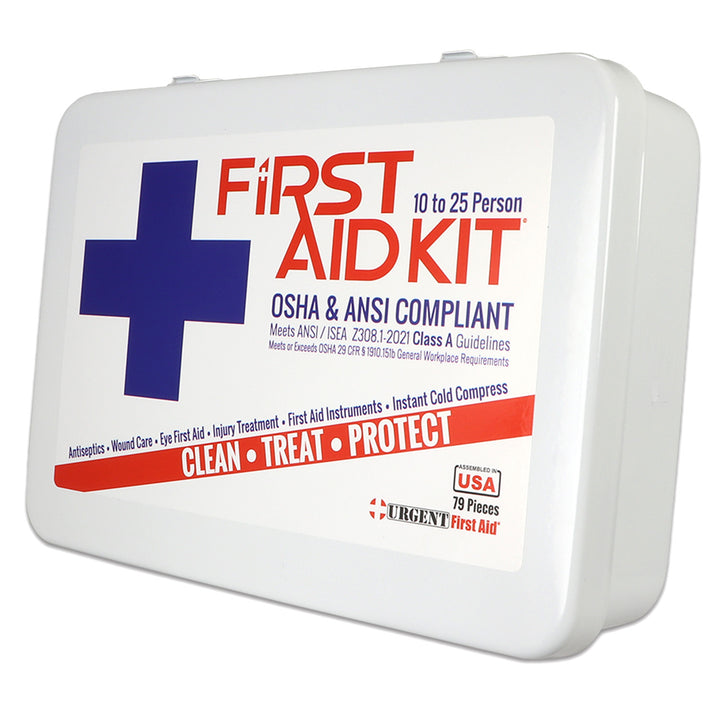 Bulk Urgent First Aid Kit, Metal, 79 pc, ANSI A, 25 Person