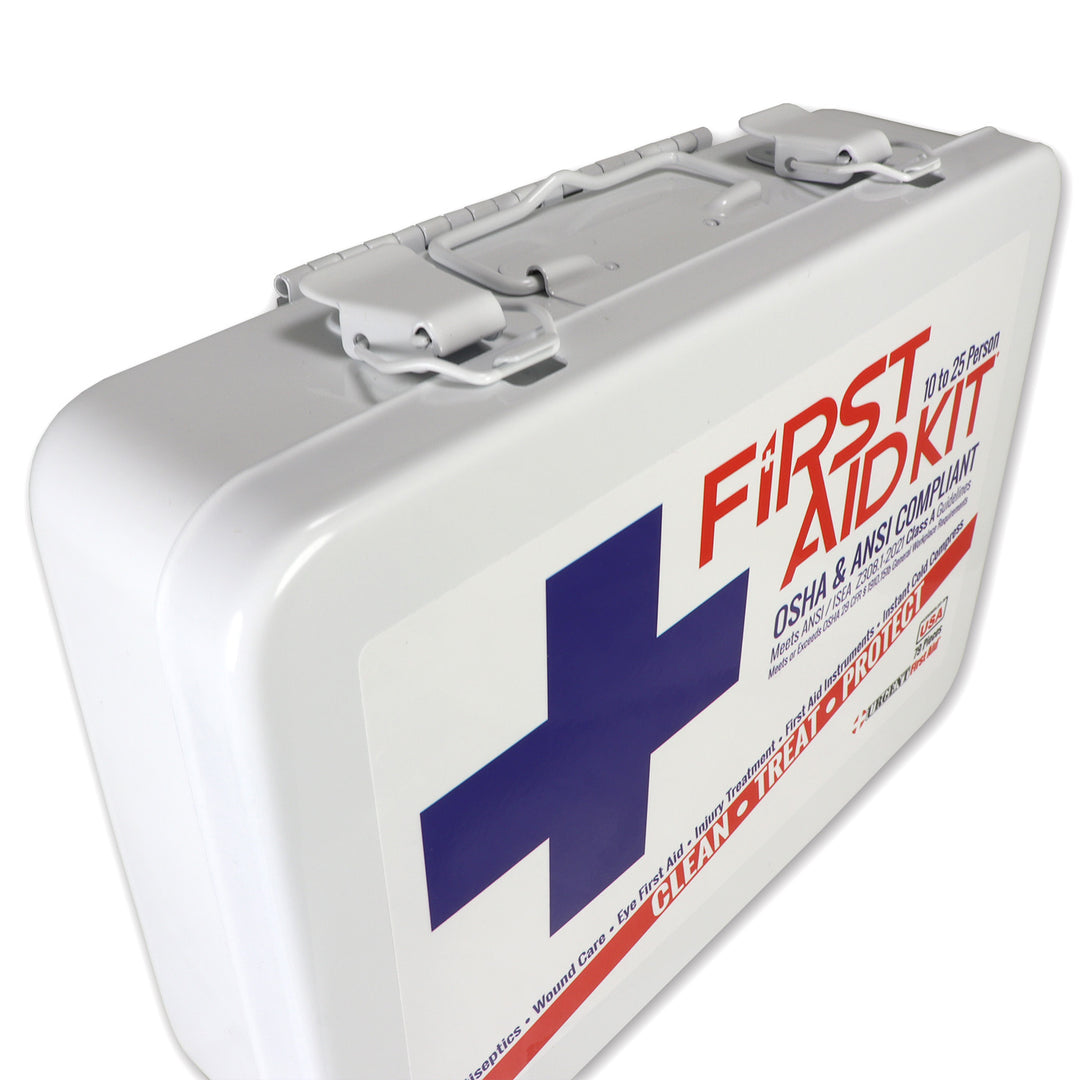 Bulk Urgent First Aid Kit, Metal, 79 pc, ANSI A, 25 Person