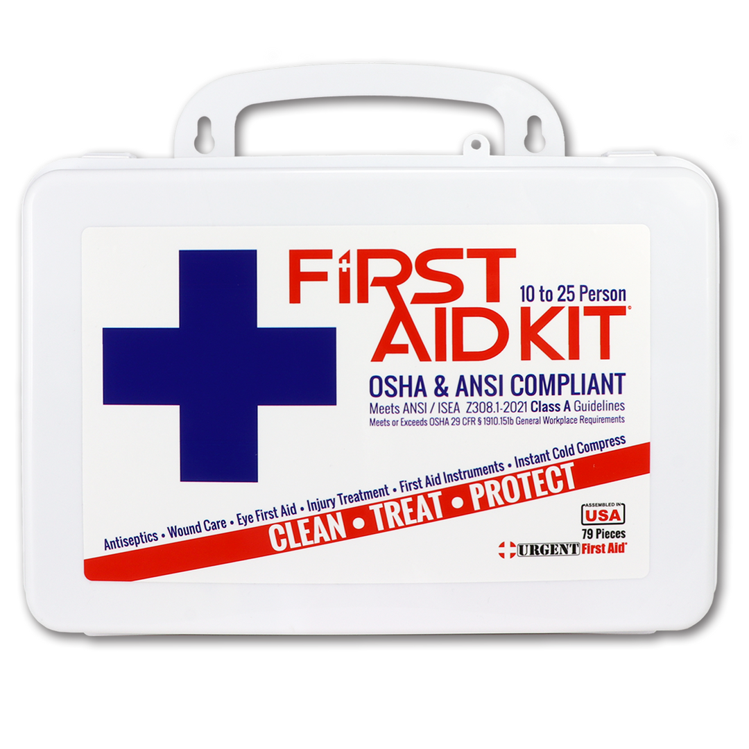 First Aid Kit 25 Bulk Urgent First Aid Kit, Plastic, 79 pc, ANSI A, 25 Person ...