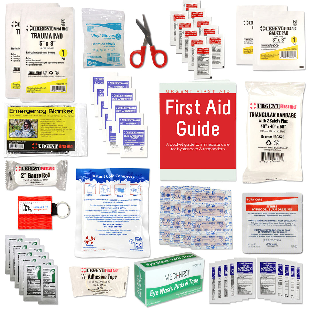 Bulk Urgent First Aid Kit, Plastic, 79 pc, ANSI A, 25 Person