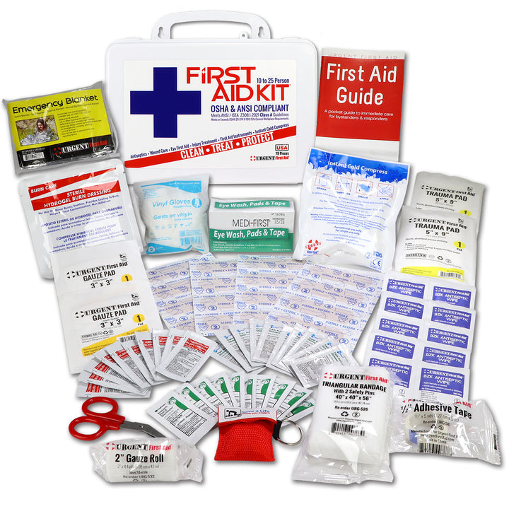 Bulk Urgent First Aid Kit, Plastic, 79 pc, ANSI A, 25 Person