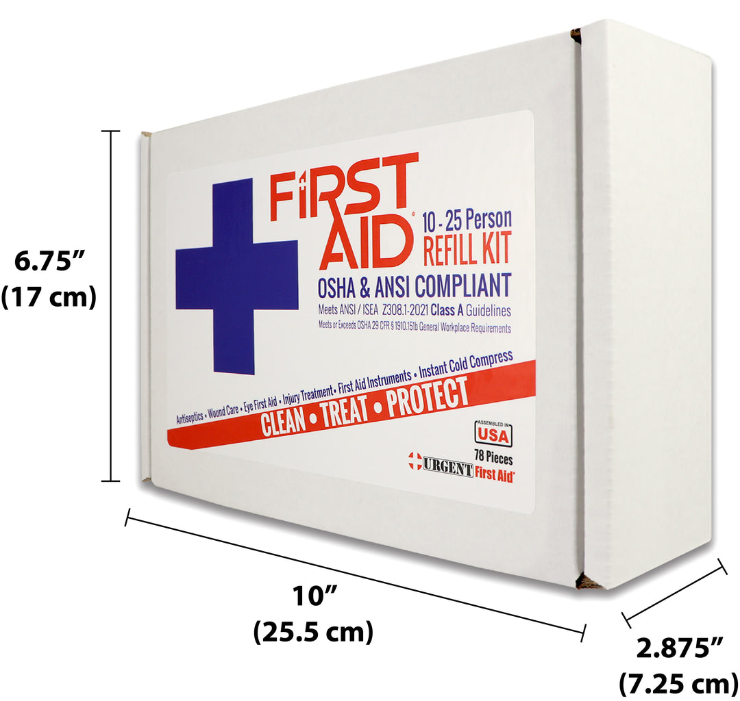 Repuesto de botiquín de primeros auxilios urgente a granel, 78 piezas, ANSI A, 25 personas