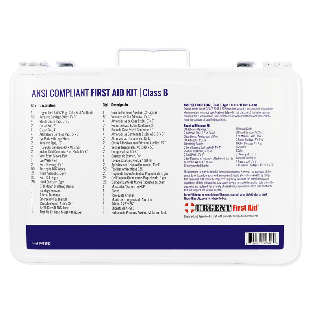 Bulk First Aid Kit, Metal, 209 Pieces, ANSI B, 50 Person