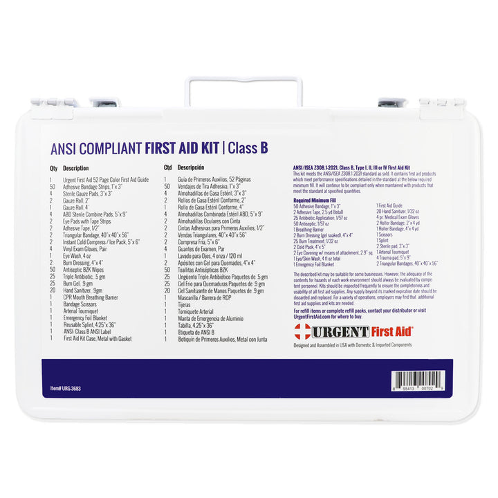 Bulk First Aid Kit, Metal, 209 Pieces, ANSI B, 50 Person